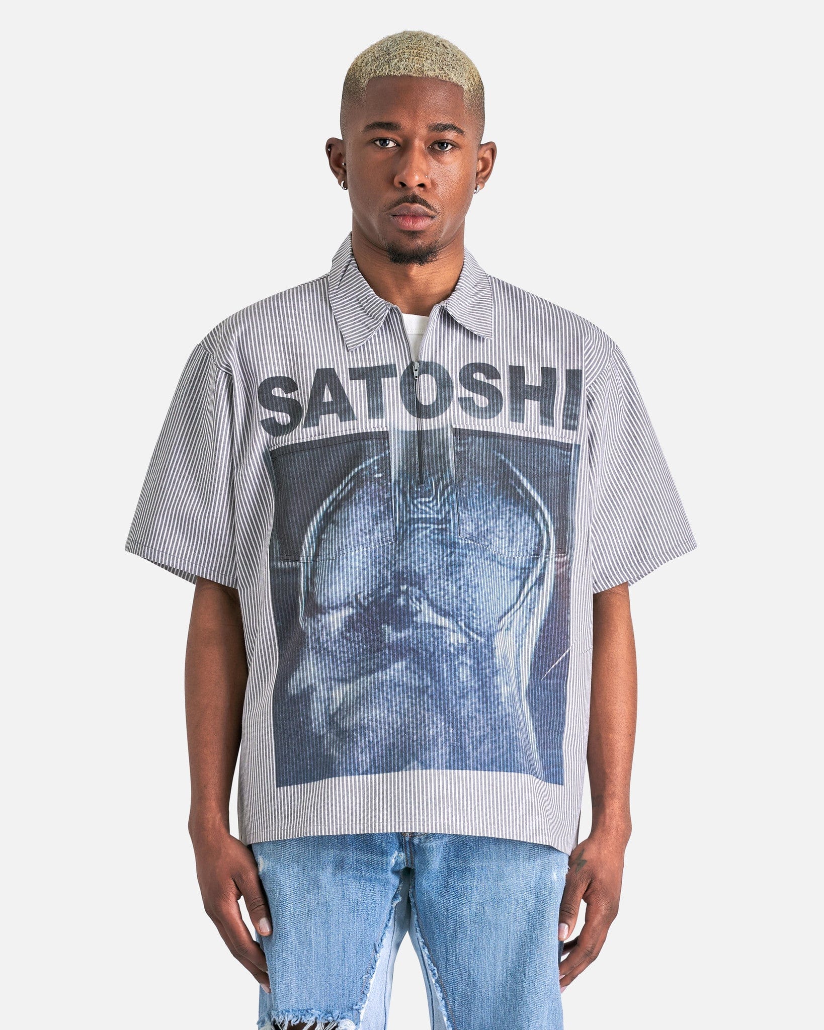 Satoshi Nakamoto - A Lot On My Mind Oversized Workshirt in Grey 