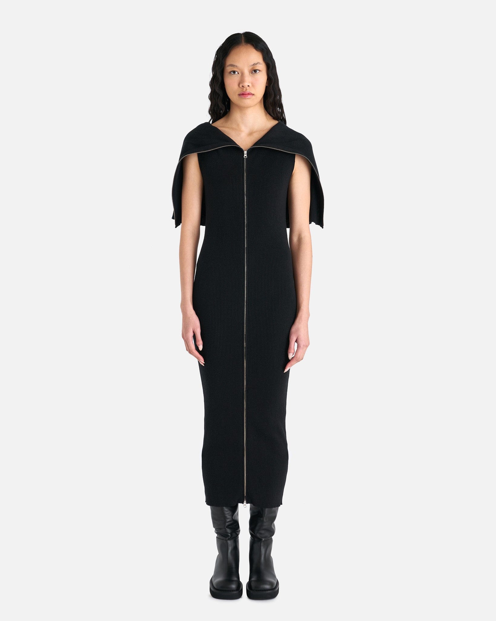 Layered Midi Dress in Black