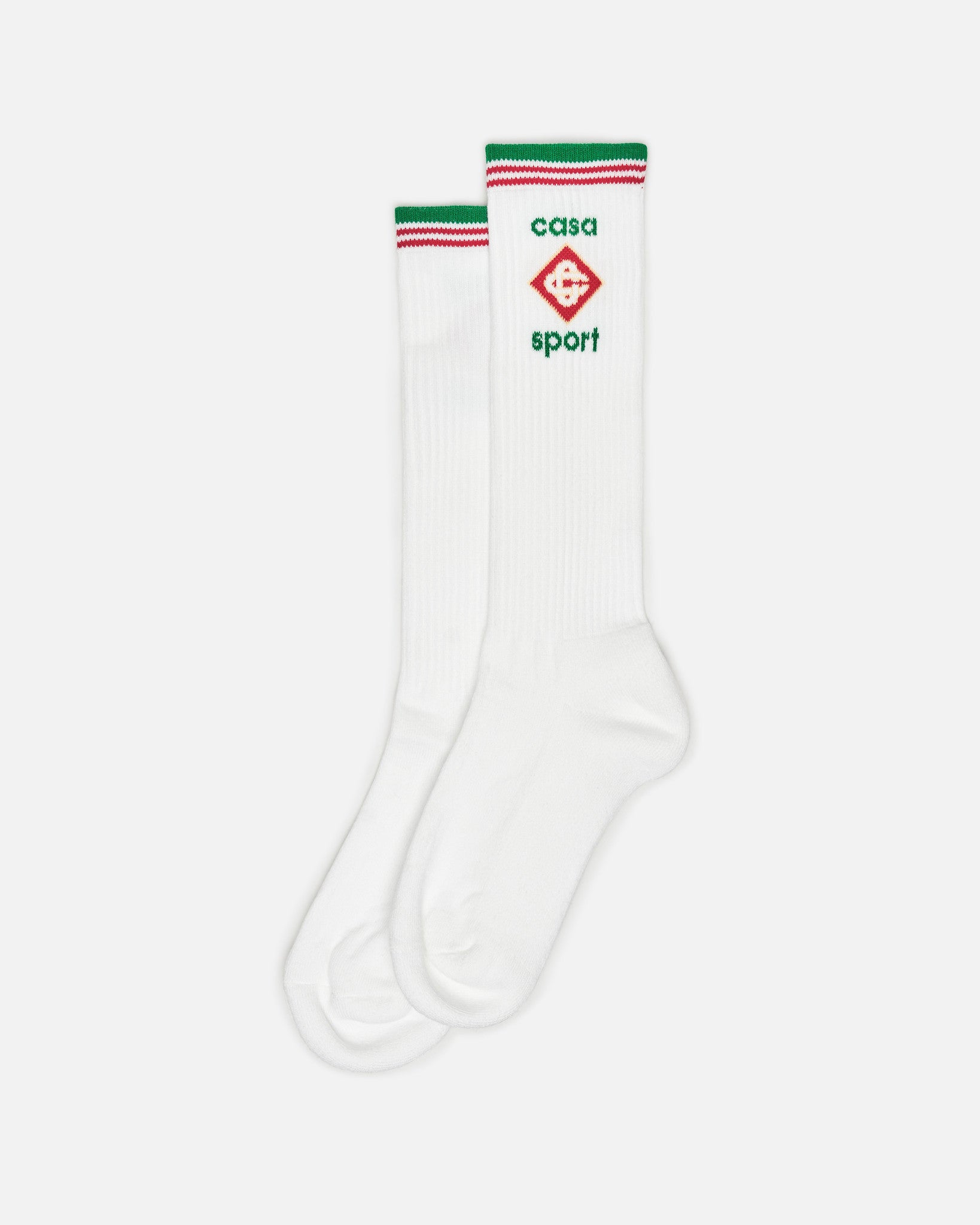 Cotton Intarsia Stripe Athletic Mid Calf Socks