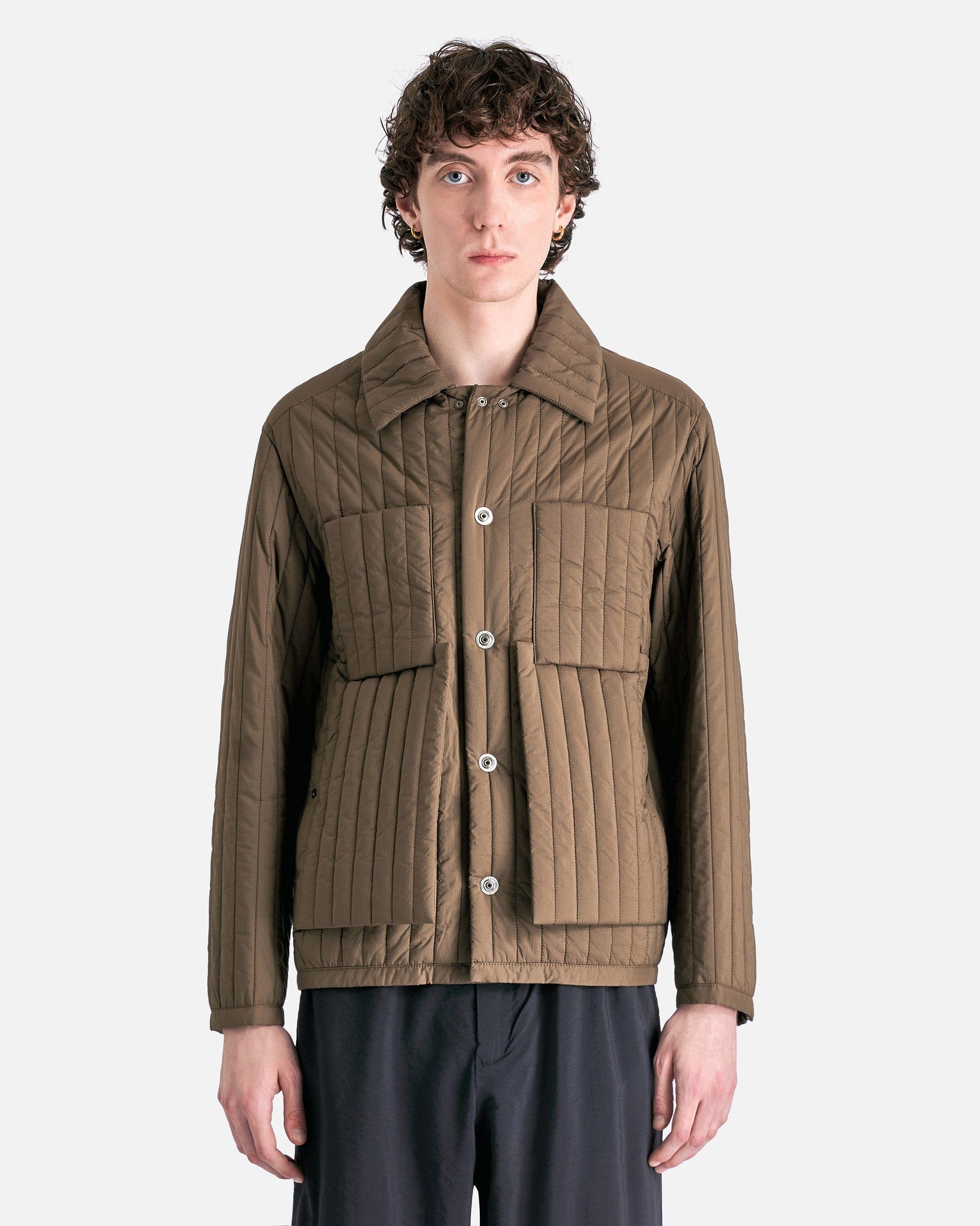 Quilted Worker Jacket in Brown