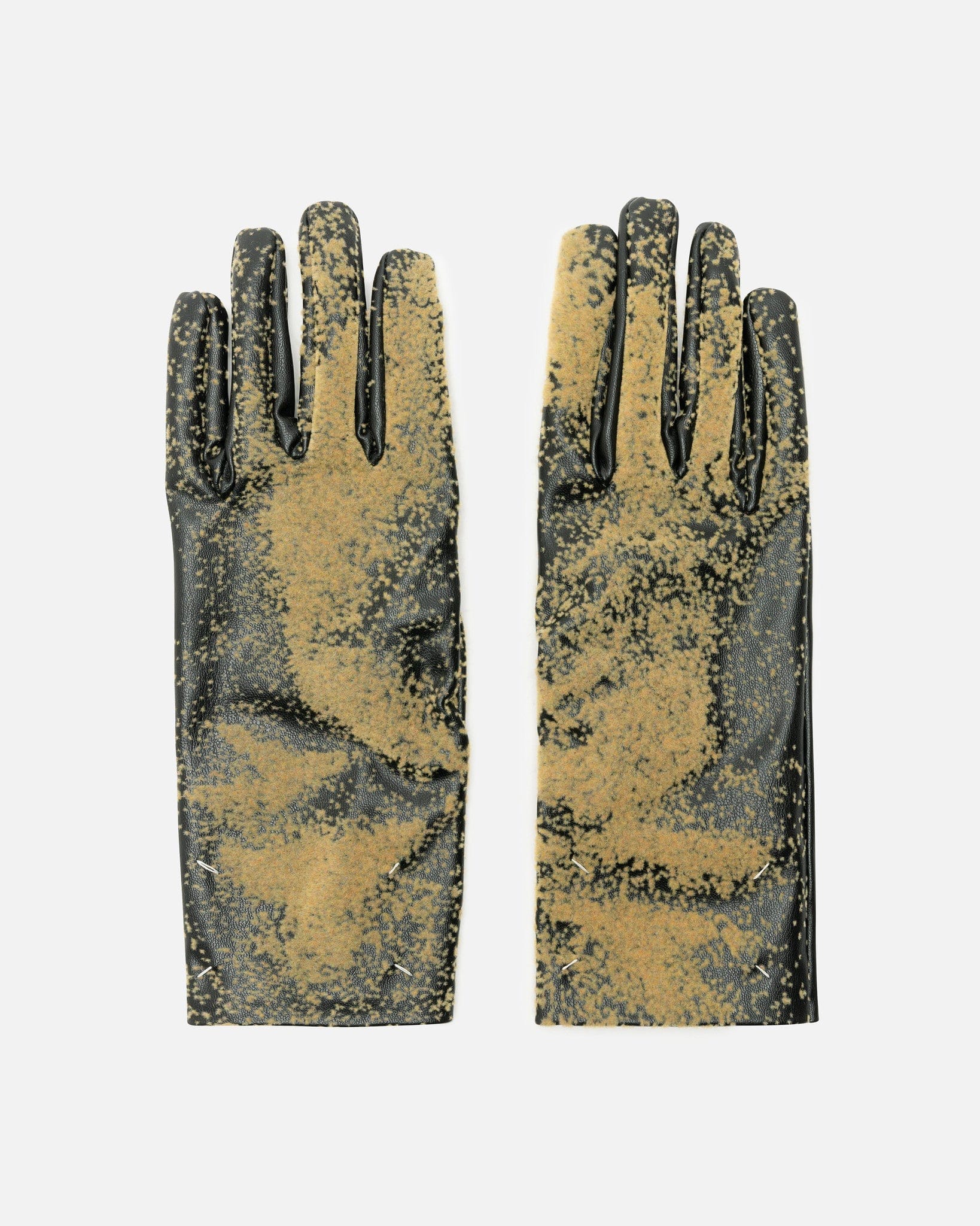 Sandstorm Flock Print Leather Gloves in Black