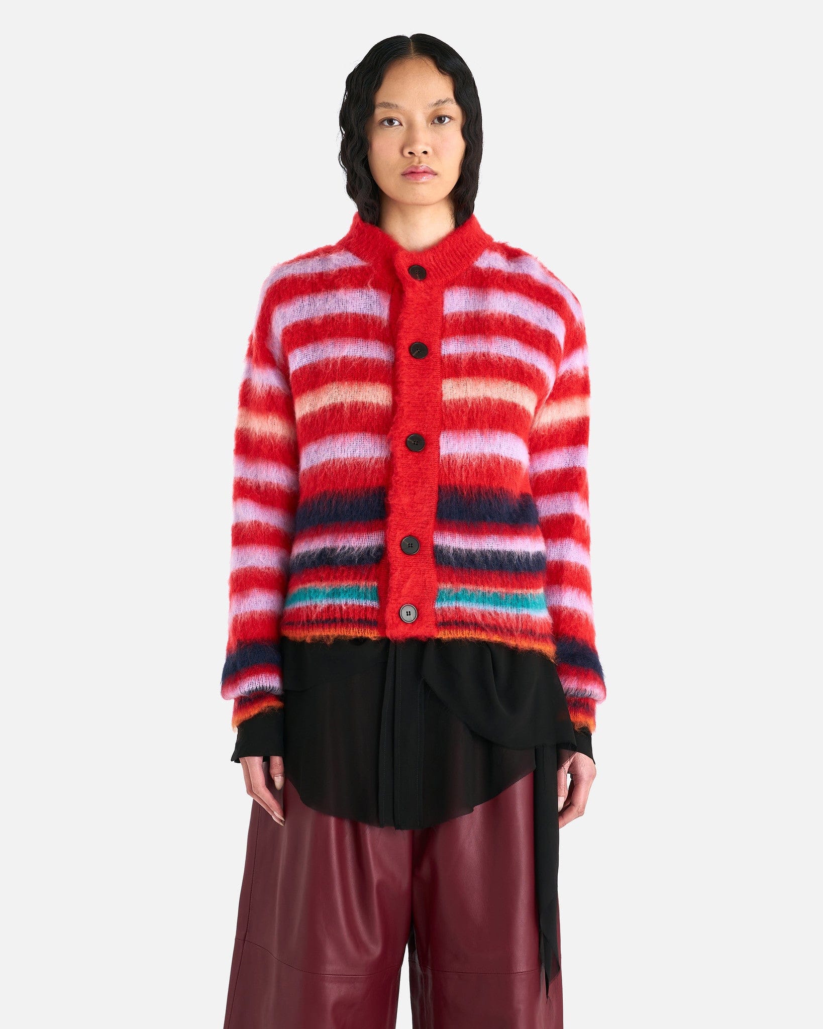 Women's Striped Cardigan in Red/Multi