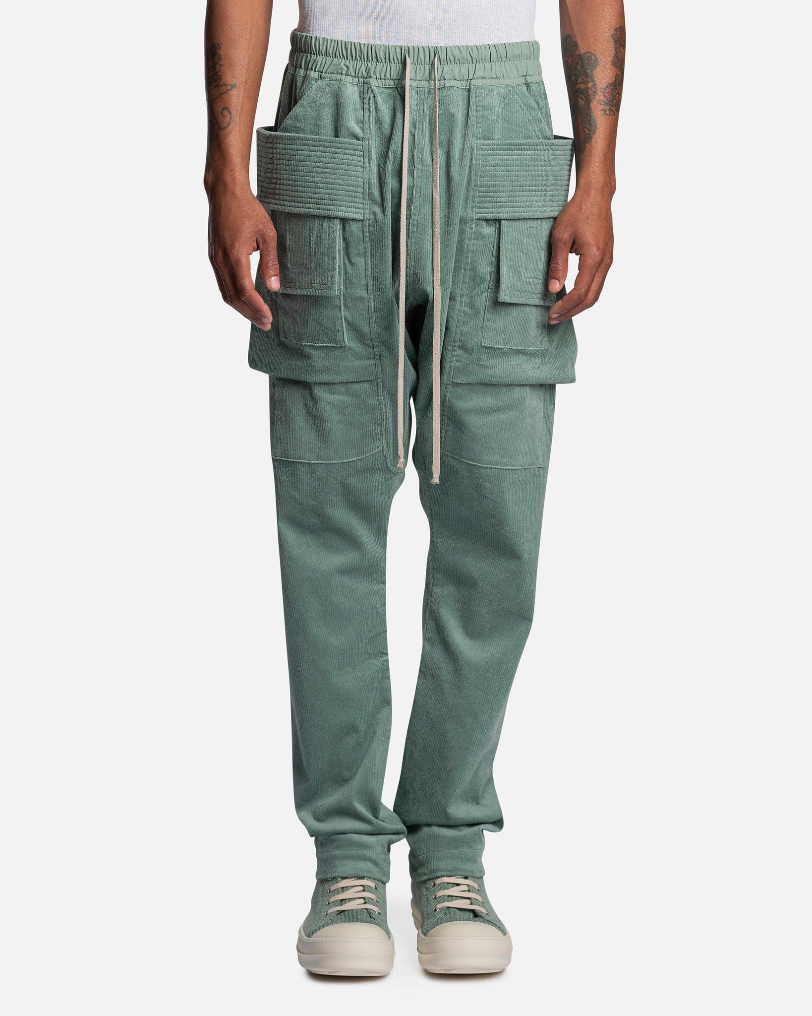 Corduroy Creatch Cargo Drawstring in Aqua