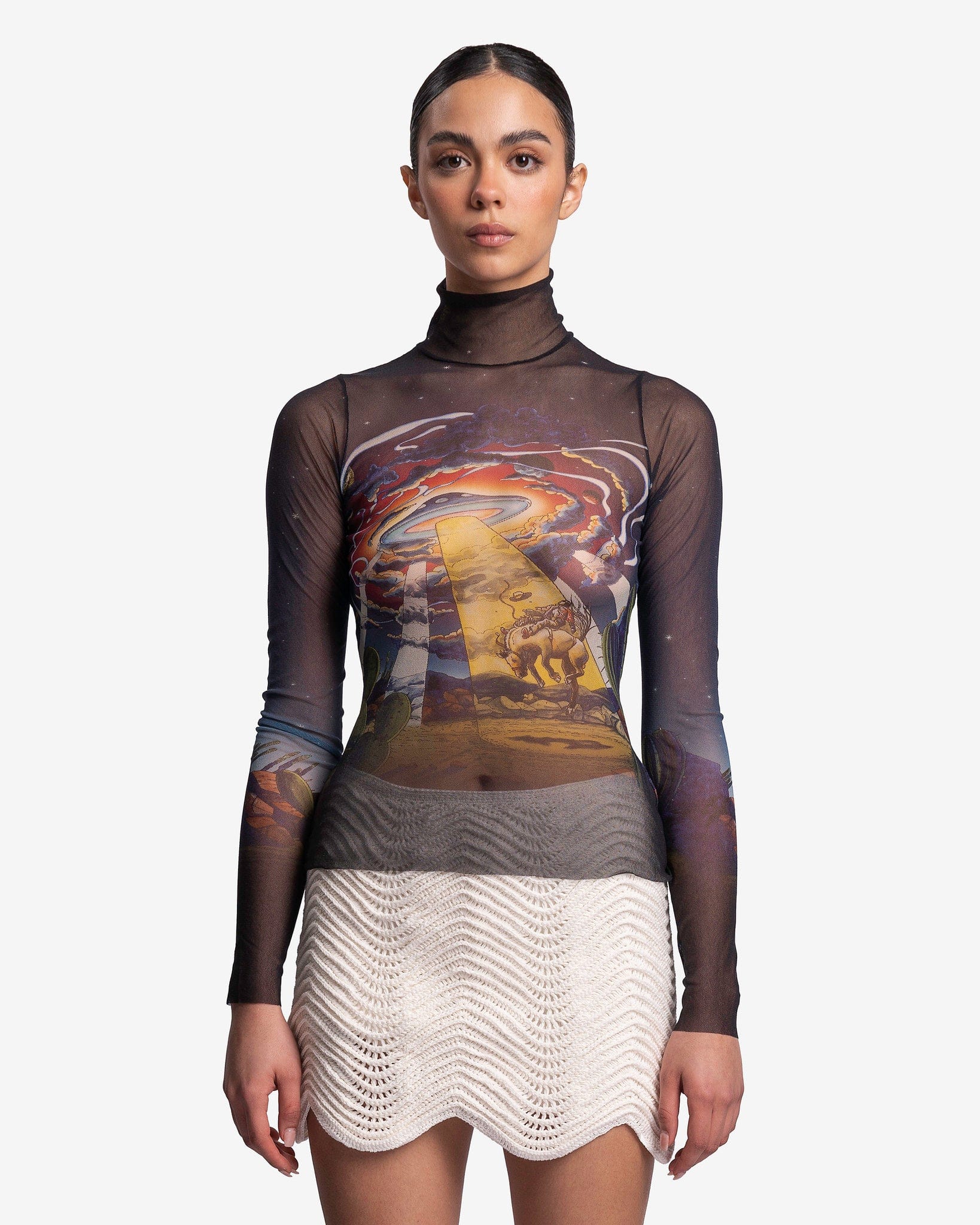 Cowboy de L'Espace Printed Mesh Top in Multi