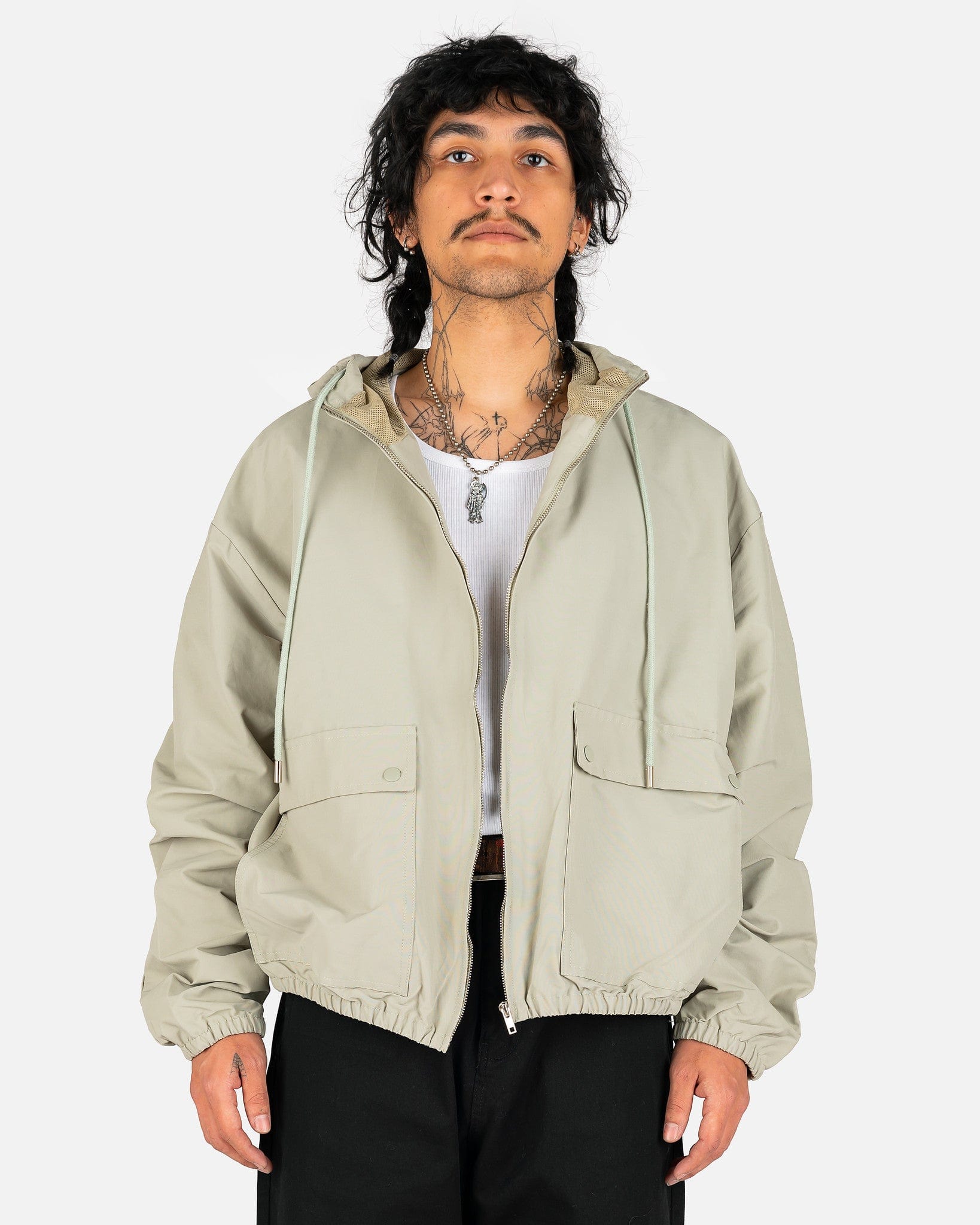 Hoodie Parka Full Zip in Light Green