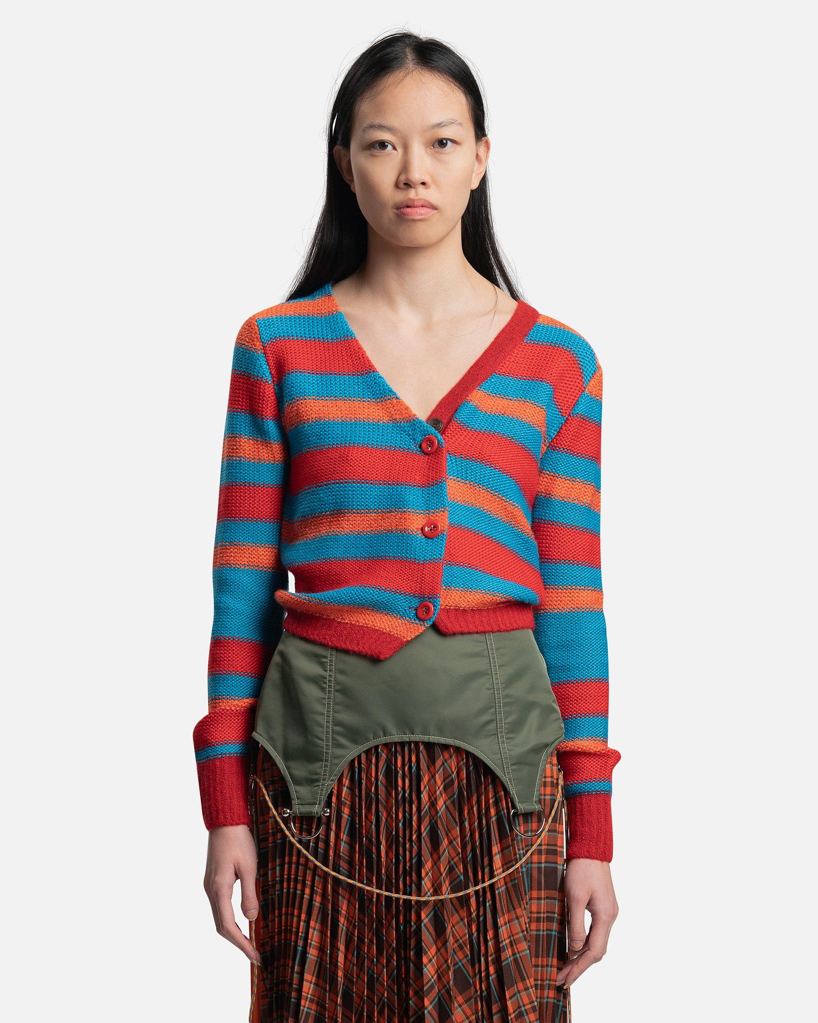 Marta Stripe Cardigan in Red/Multi