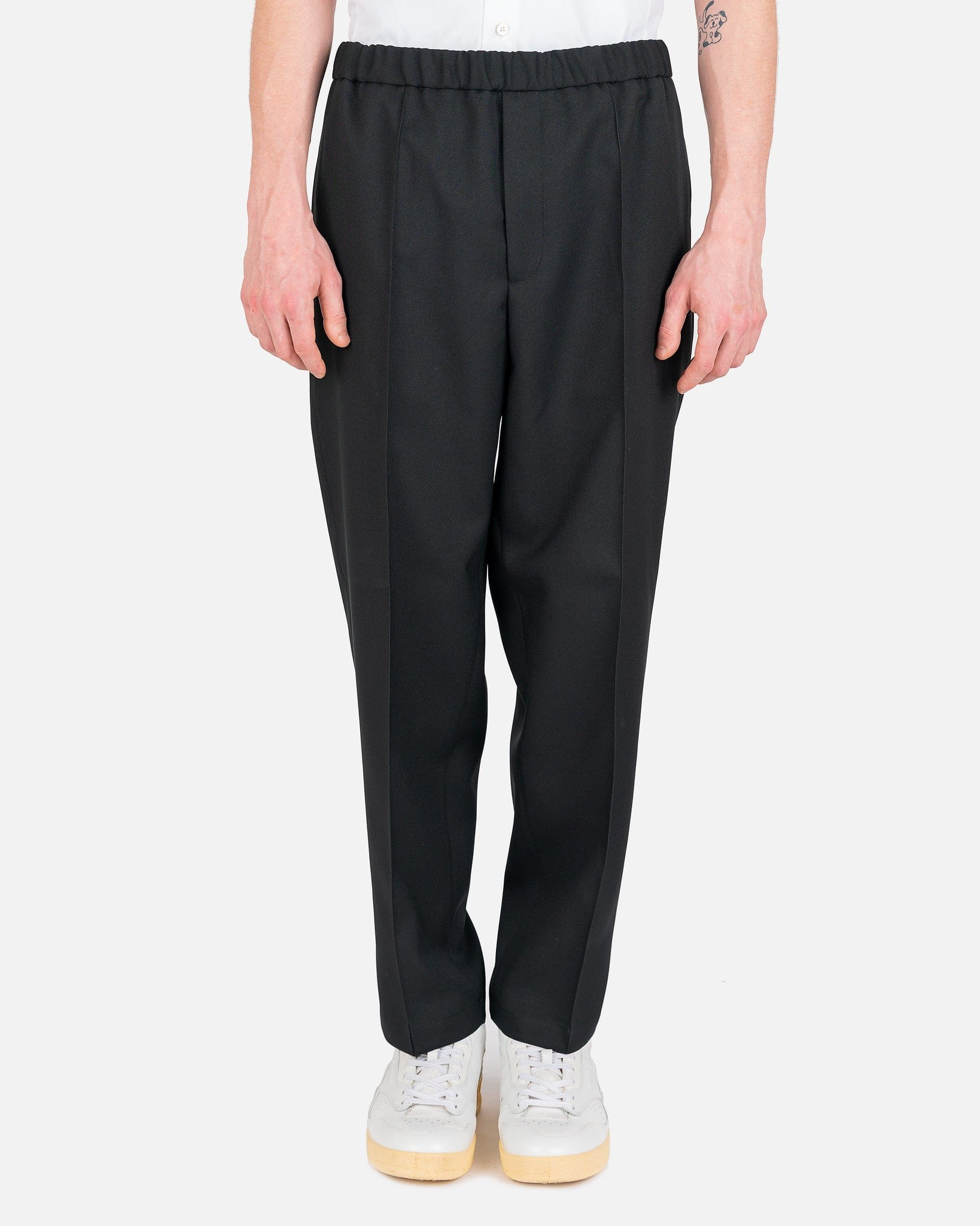 Recycled Polyester Gabardine Trousers in Black