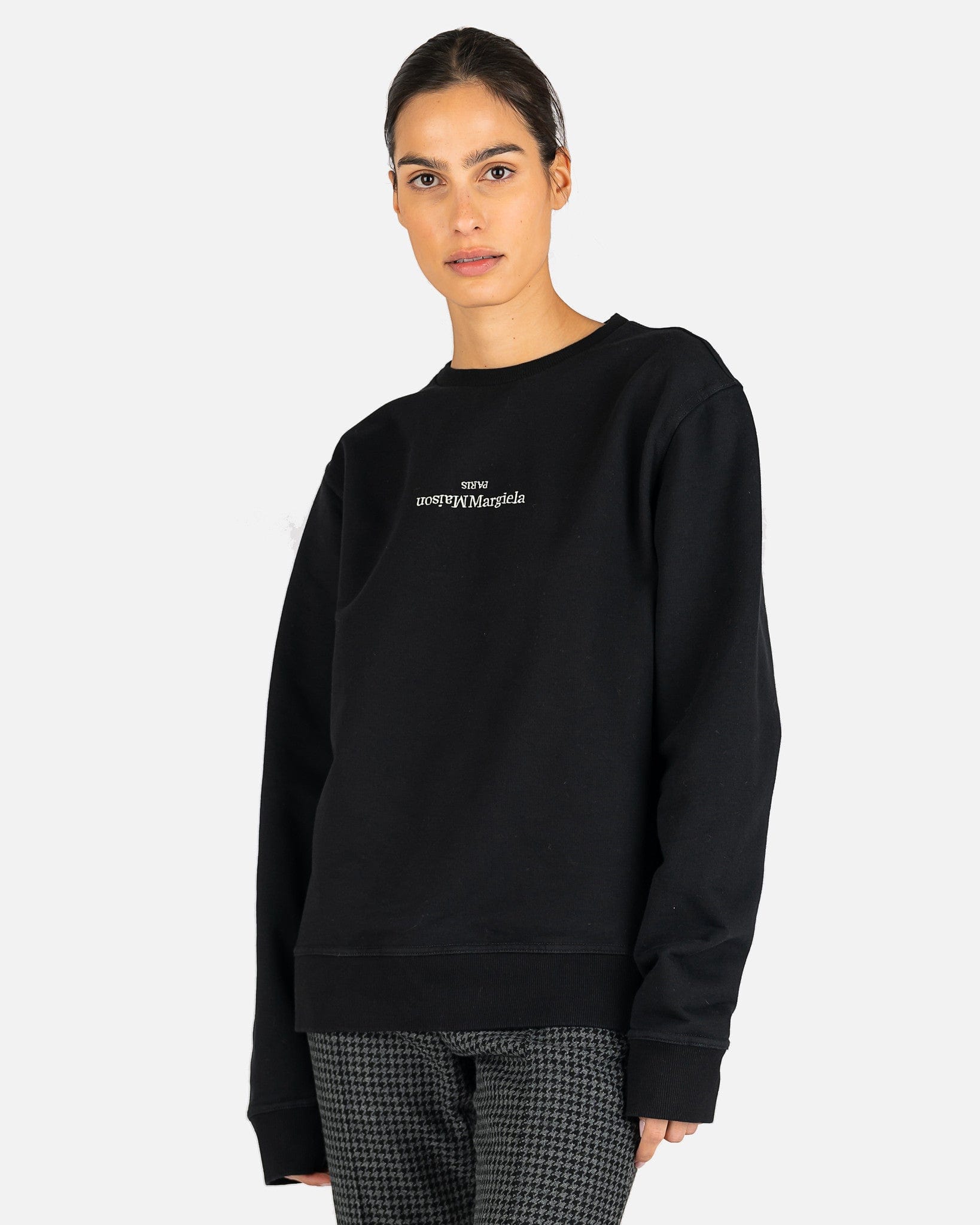 Upside Down Logo Hooded Sweatshirt in Black - Maison Margiela