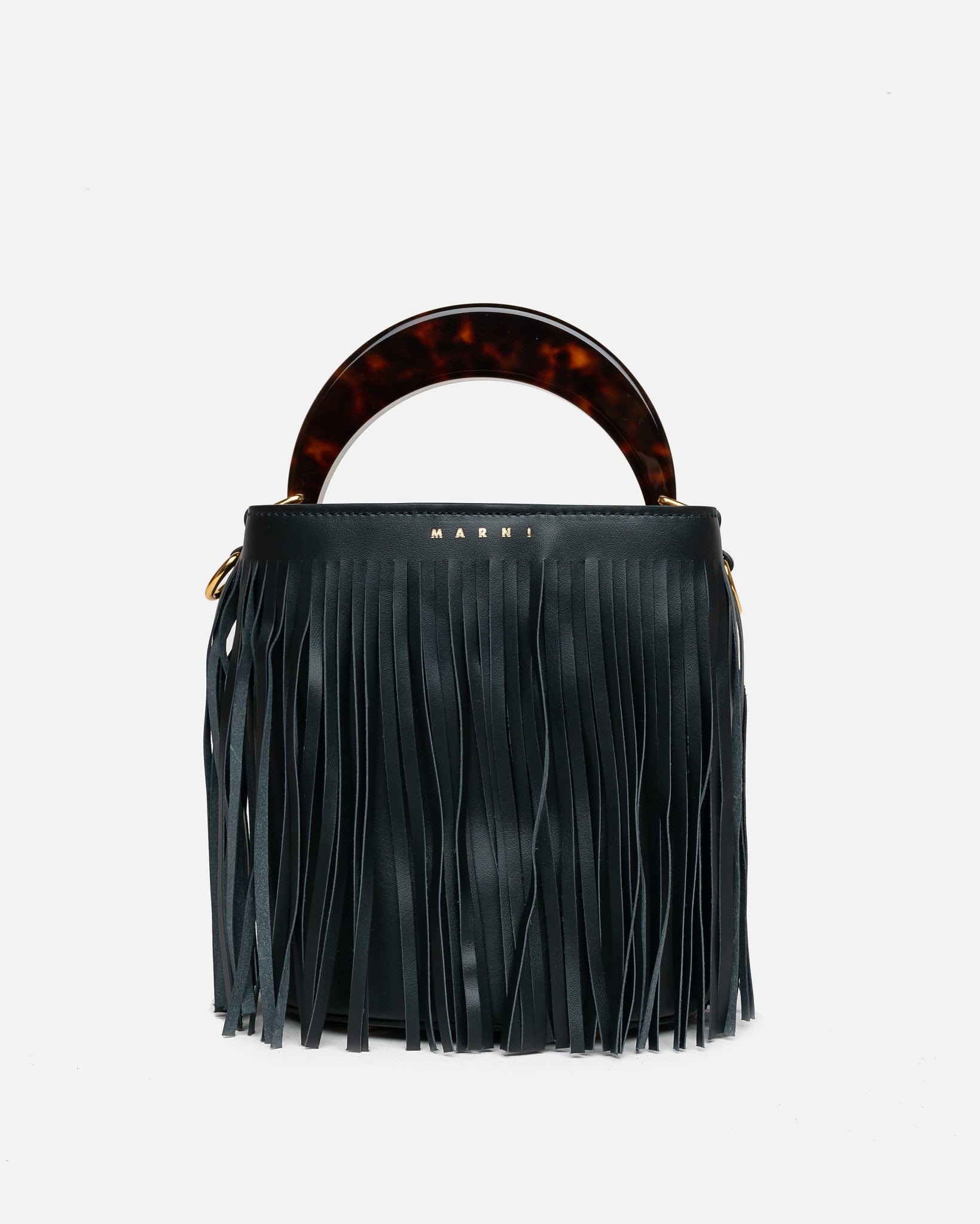 Venice Mini Bucket Bag in black leather