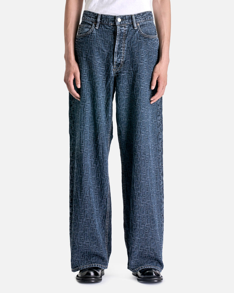 Acne Studios Men's Pants 1981 5-Pocket Monogram Denim in Blue/Black