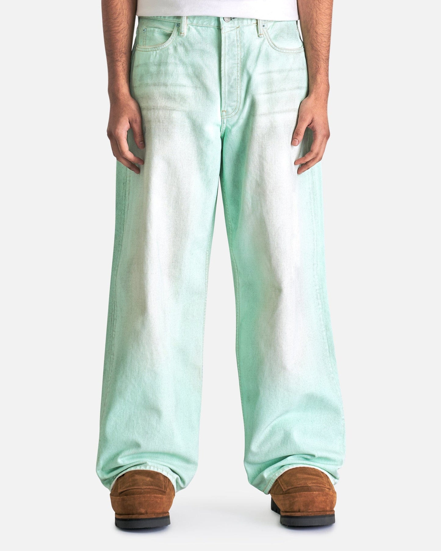 Acne Studios Men's Pants 1981 Loose Fit Denim in Traffic Mint