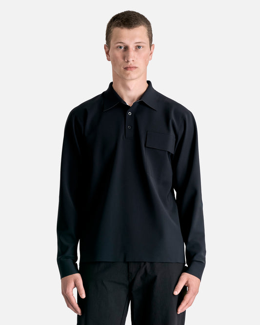 Taped Bonded Polo Shirt in Black