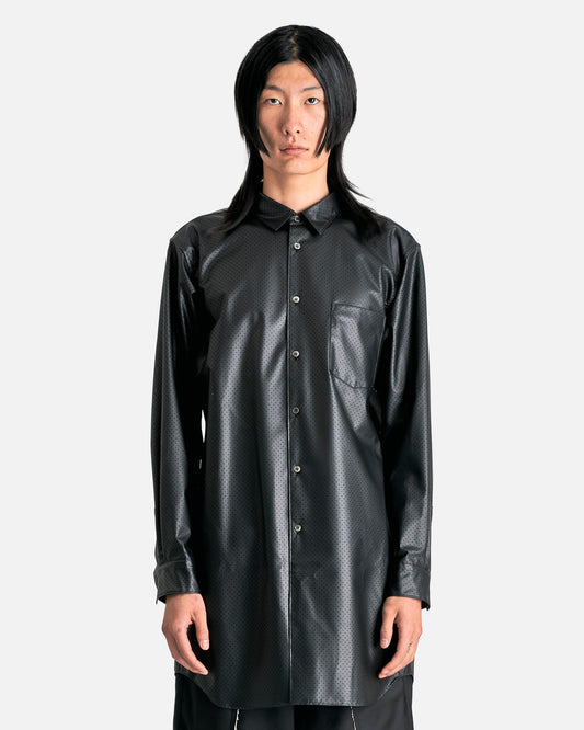 Perforated Faux-Leather Shirt in Black