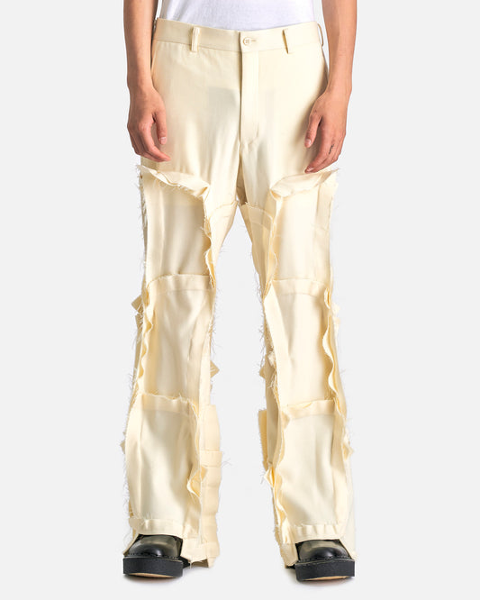 Paneled Wool-Blend Pants in Cream