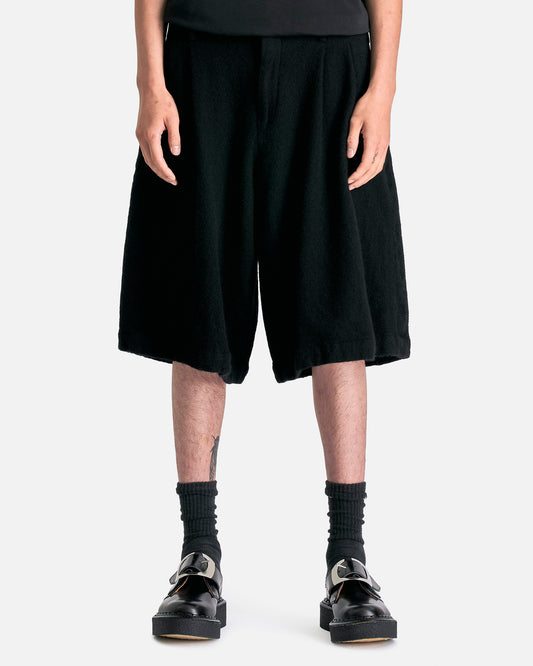 Pleated Wool Shorts in Black