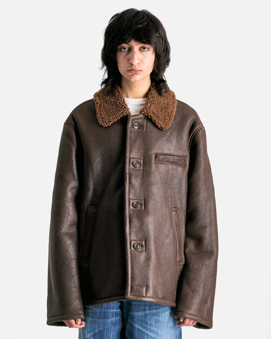 Our Legacy Men's Jackets Alaska Jacket in Rustic Grain Brown Shearling