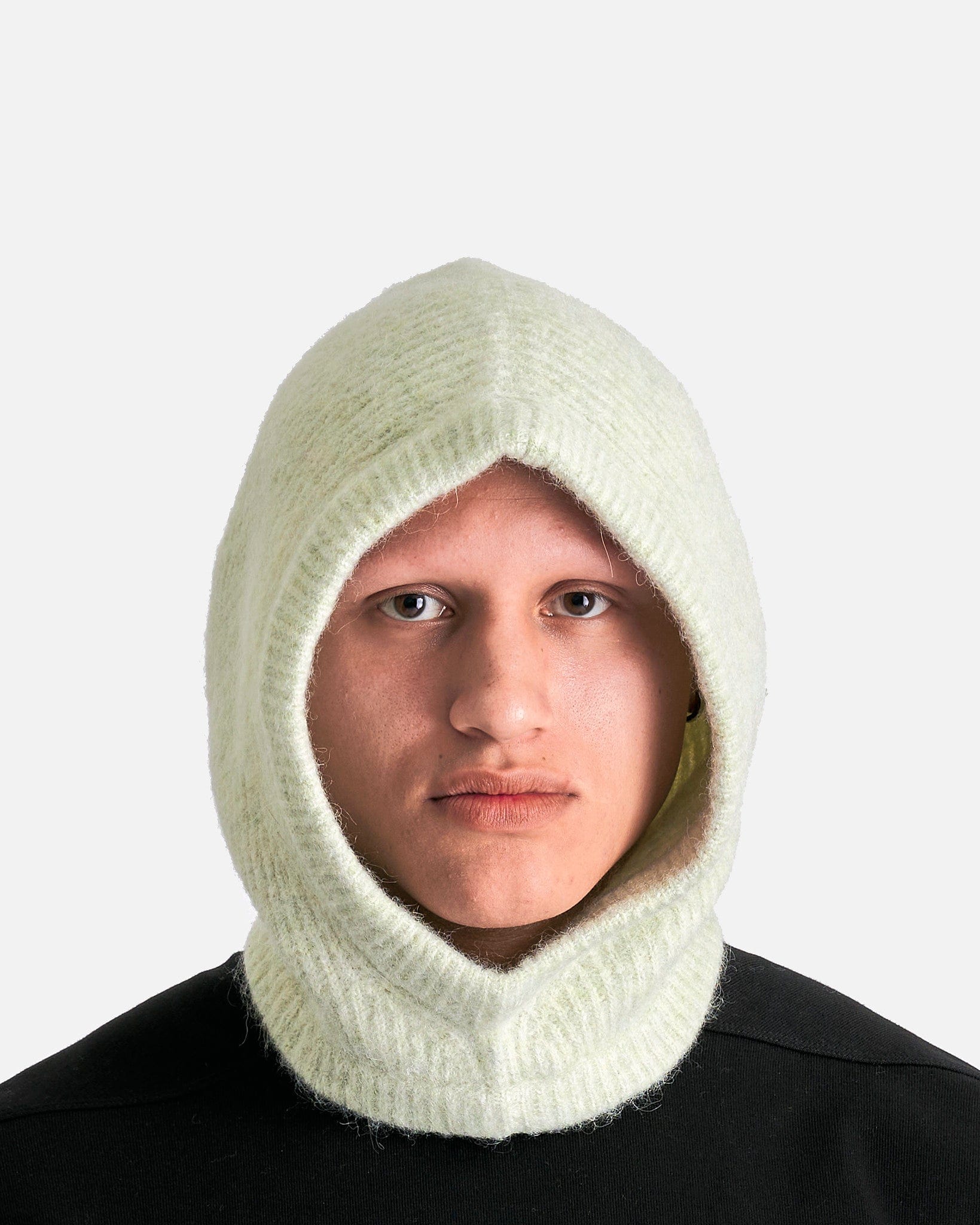 Rick Owens Men's Hats OS Alpaca Hood in Pale Green