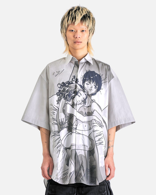 VETEMENTS Men's Shirts Anime Short-Sleeved Shirt in Black/White