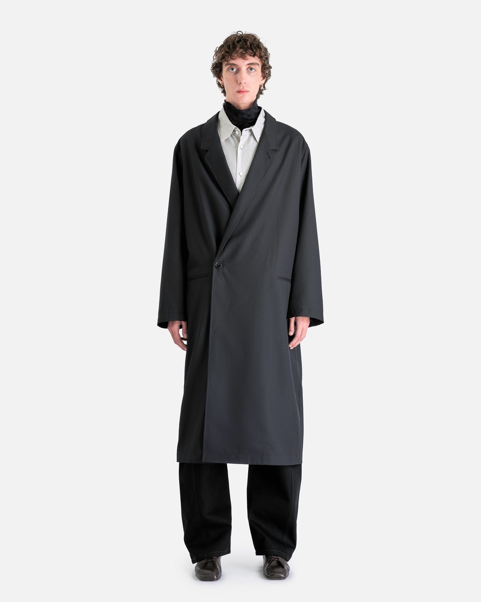 LEMAIRE Men's Coat Asymmetric Coat in Marine Melange