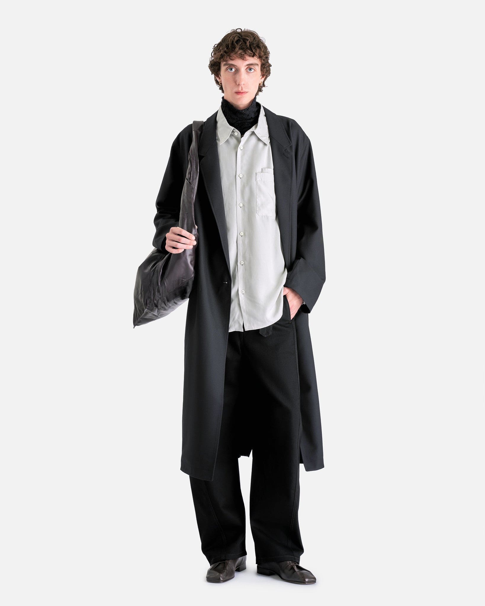 LEMAIRE Men's Coat Asymmetric Coat in Marine Melange