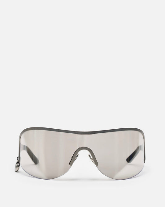 Acne Studios Eyewear OS Auggi Shield Sunglasses in Transparent Silver