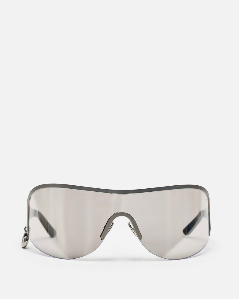 Acne Studios Eyewear OS Auggi Shield Sunglasses in Transparent Silver