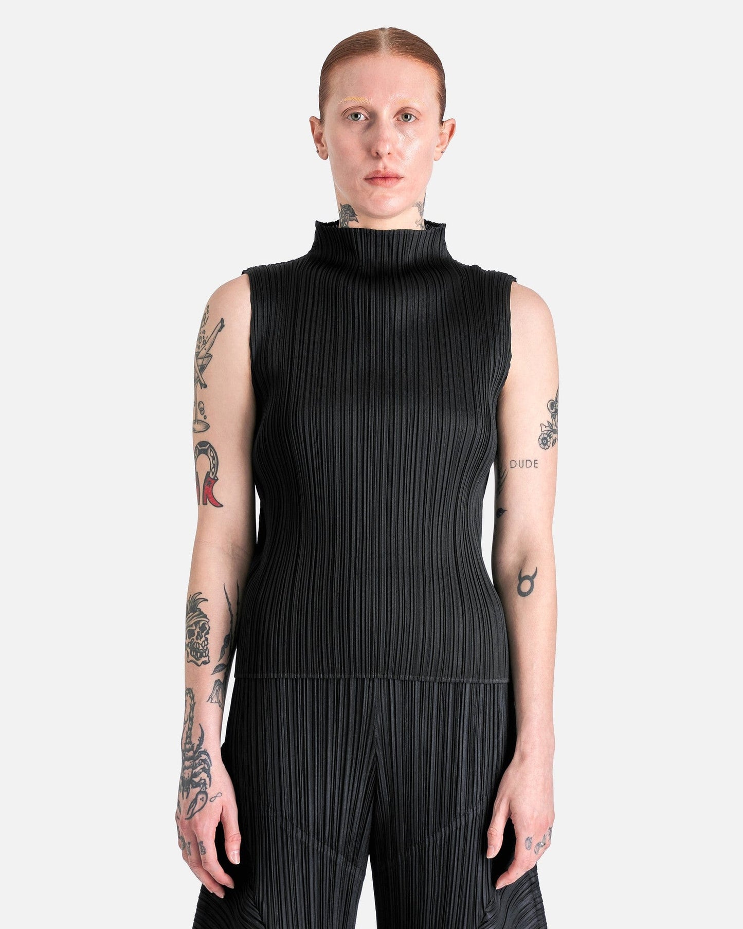 Pleats Please Issey Miyake Women Tops Basics Shirt in Black