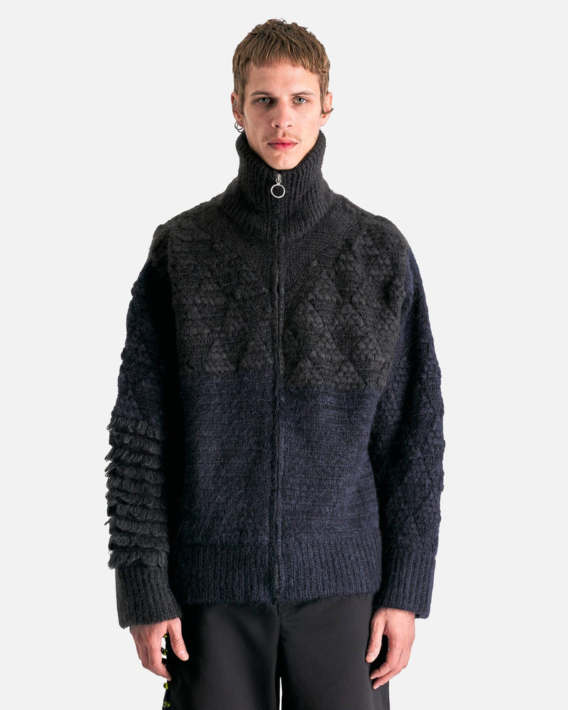 NAMACHEKO Men Sweaters XL Borrujered Zip-up Cardigan in Rich Navy