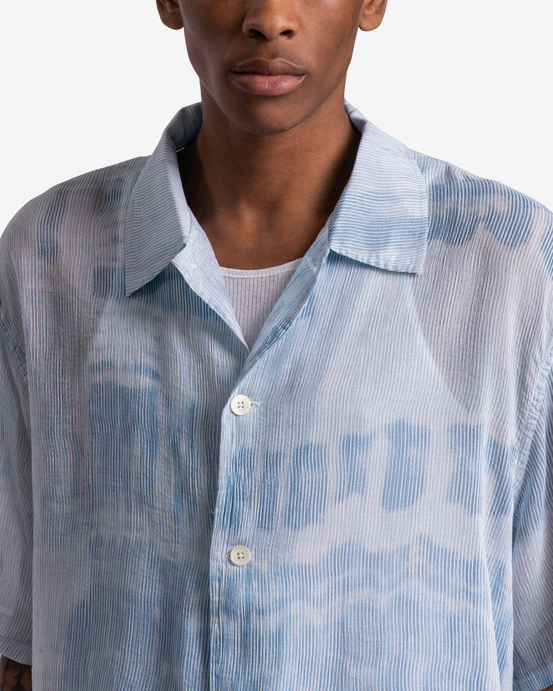 Box Shirt Short Sleeve in Blue Brush Stroke Print