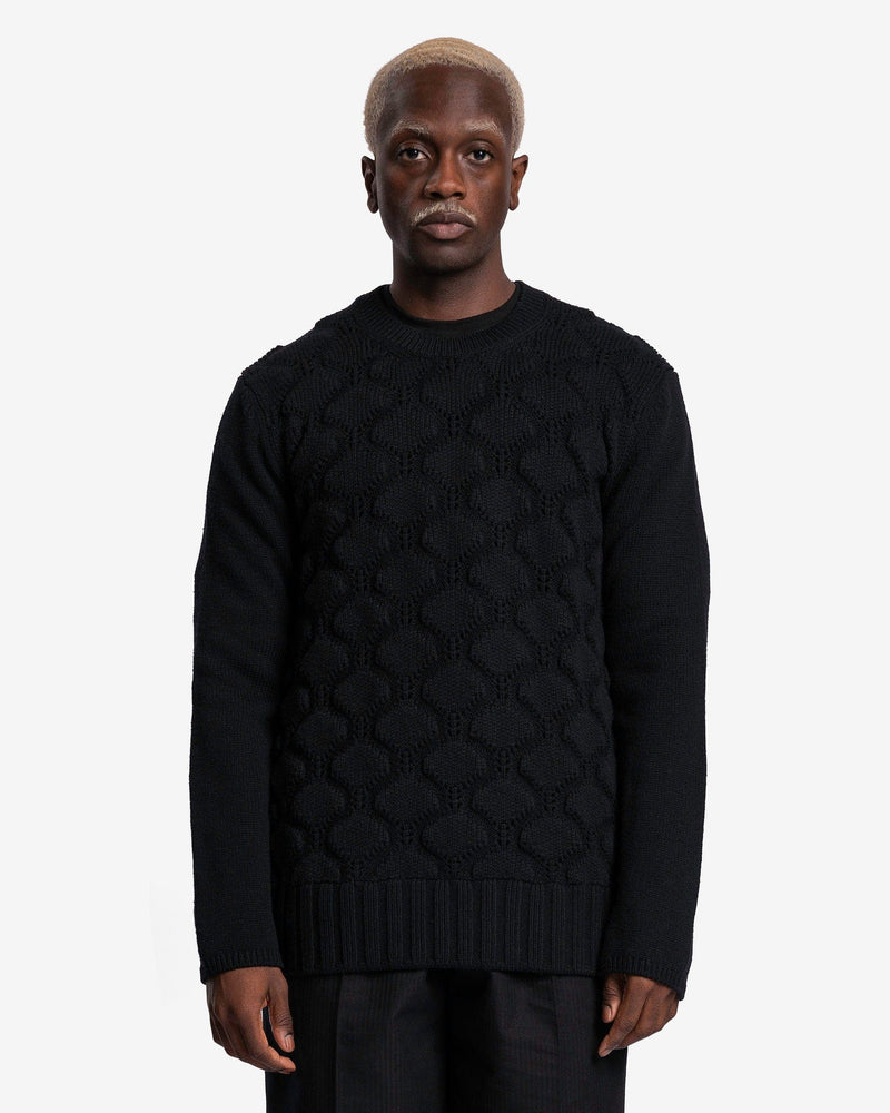 Comme des Garcons Homme Deux Men's Sweater Cable Knit Sweater in Black