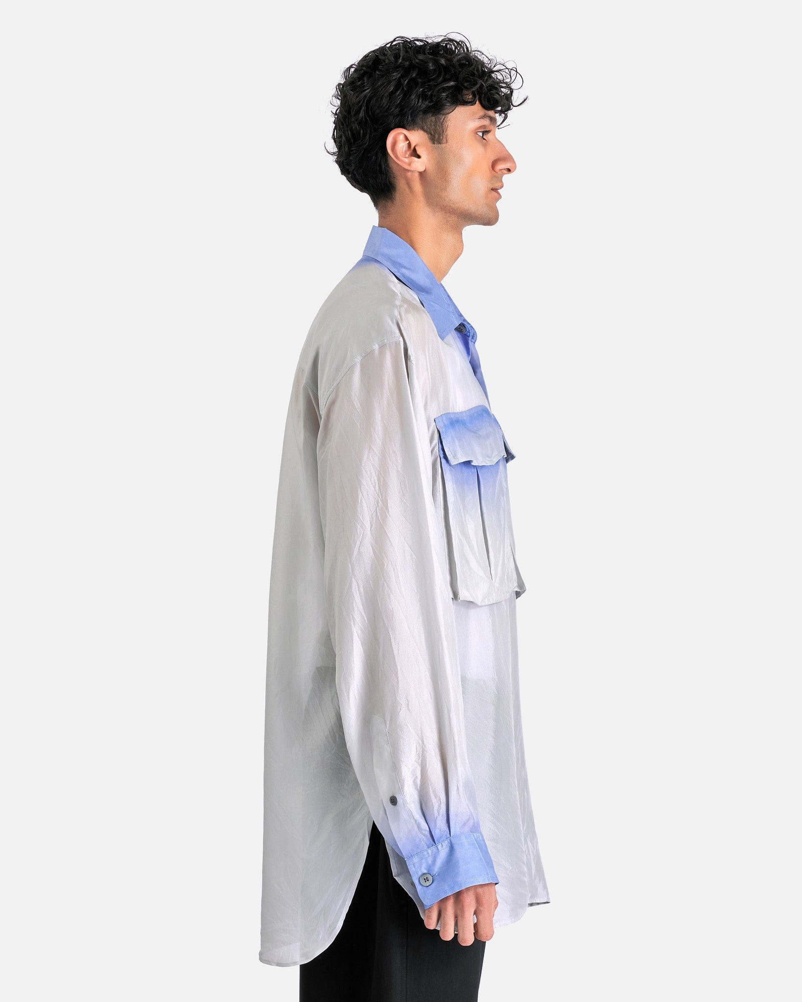 Dries Van Noten Men's Shirts Calander Tris Shirt in Blue