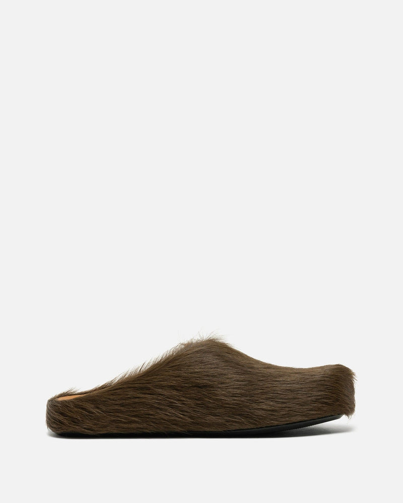 Marni Men's Shoes Calf-Hair Sabot in Dark Brown