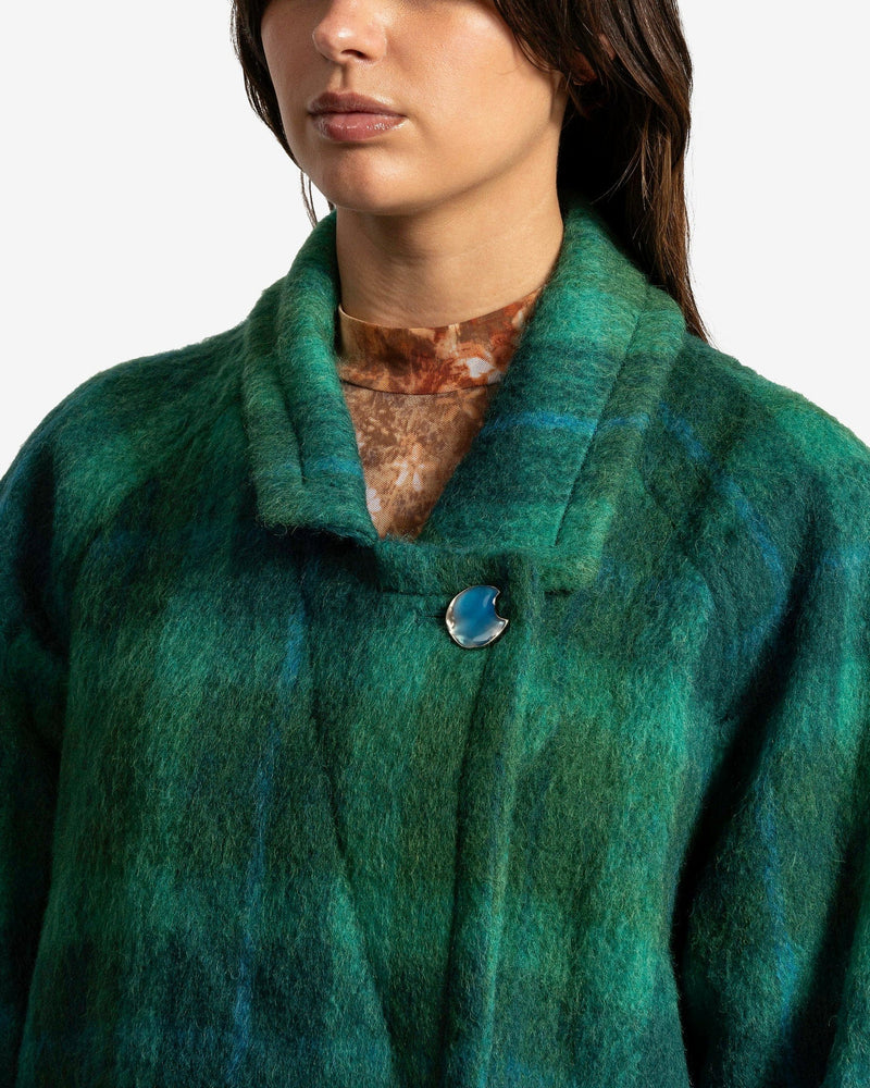 Carin Check Raglan Coat in Green/Blue