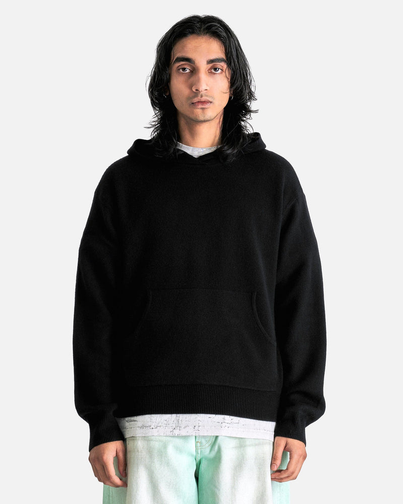 Acne Studios Men Sweaters Cashmere Knit Hoodie in Black