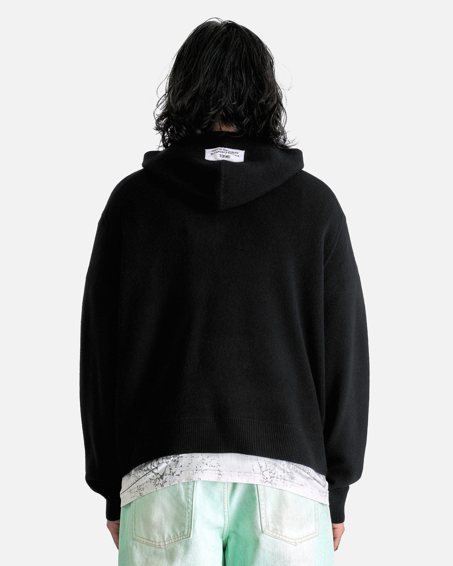 Acne Studios Men Sweaters Cashmere Knit Hoodie in Black