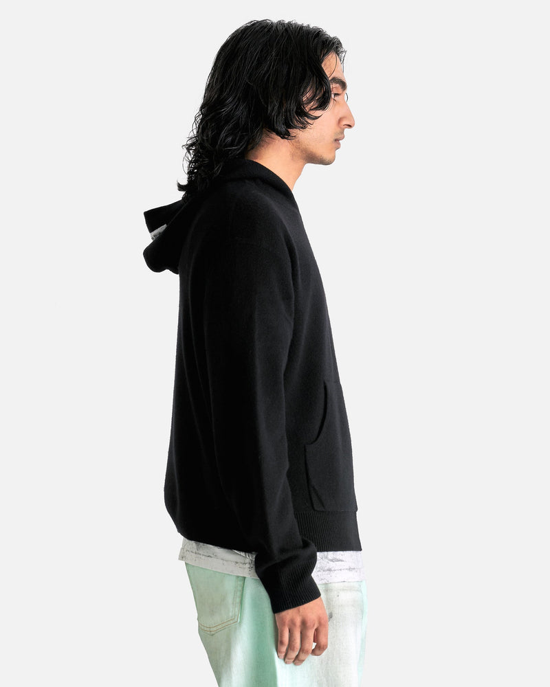 Acne Studios Men Sweaters Cashmere Knit Hoodie in Black