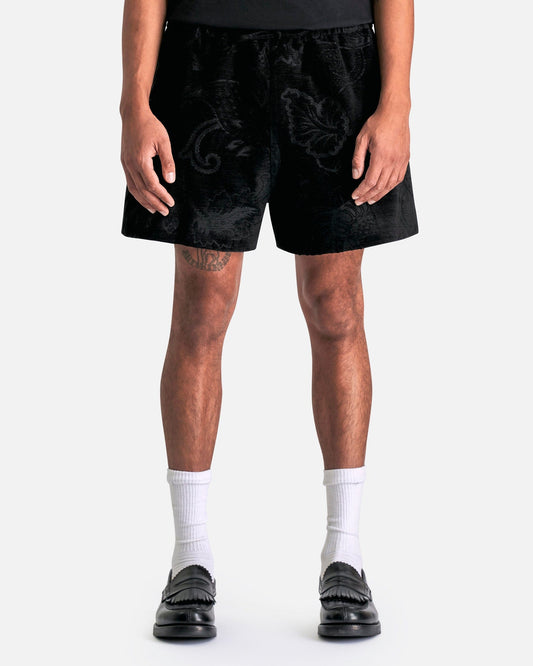 Simone Rocha Men's Shorts Chenille Flare Shorts in Black