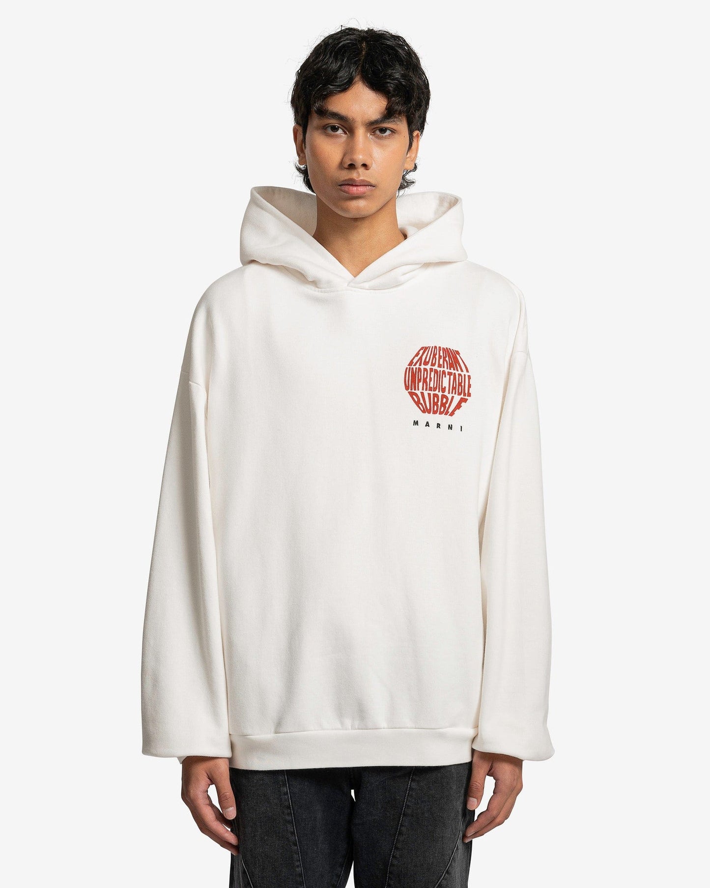 Marni Men's Sweatshirts Circle Bubble Pullover Hoodie in White