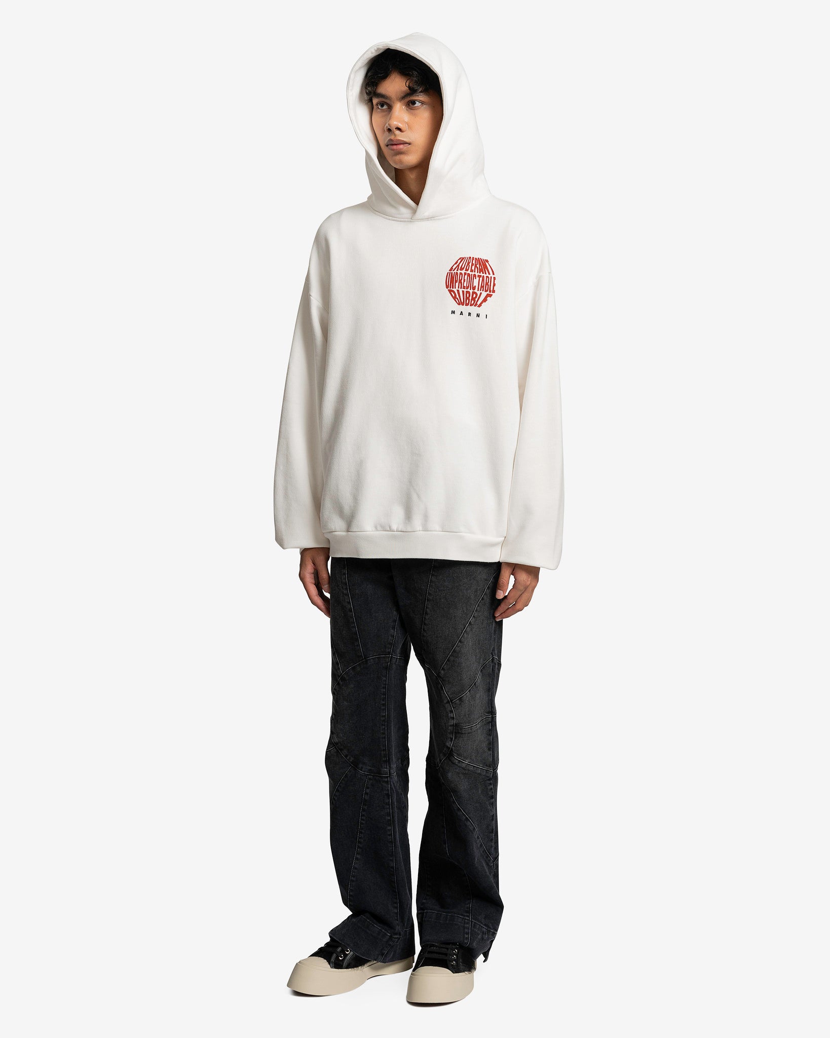 Marni Men's Sweatshirts Circle Bubble Pullover Hoodie in White