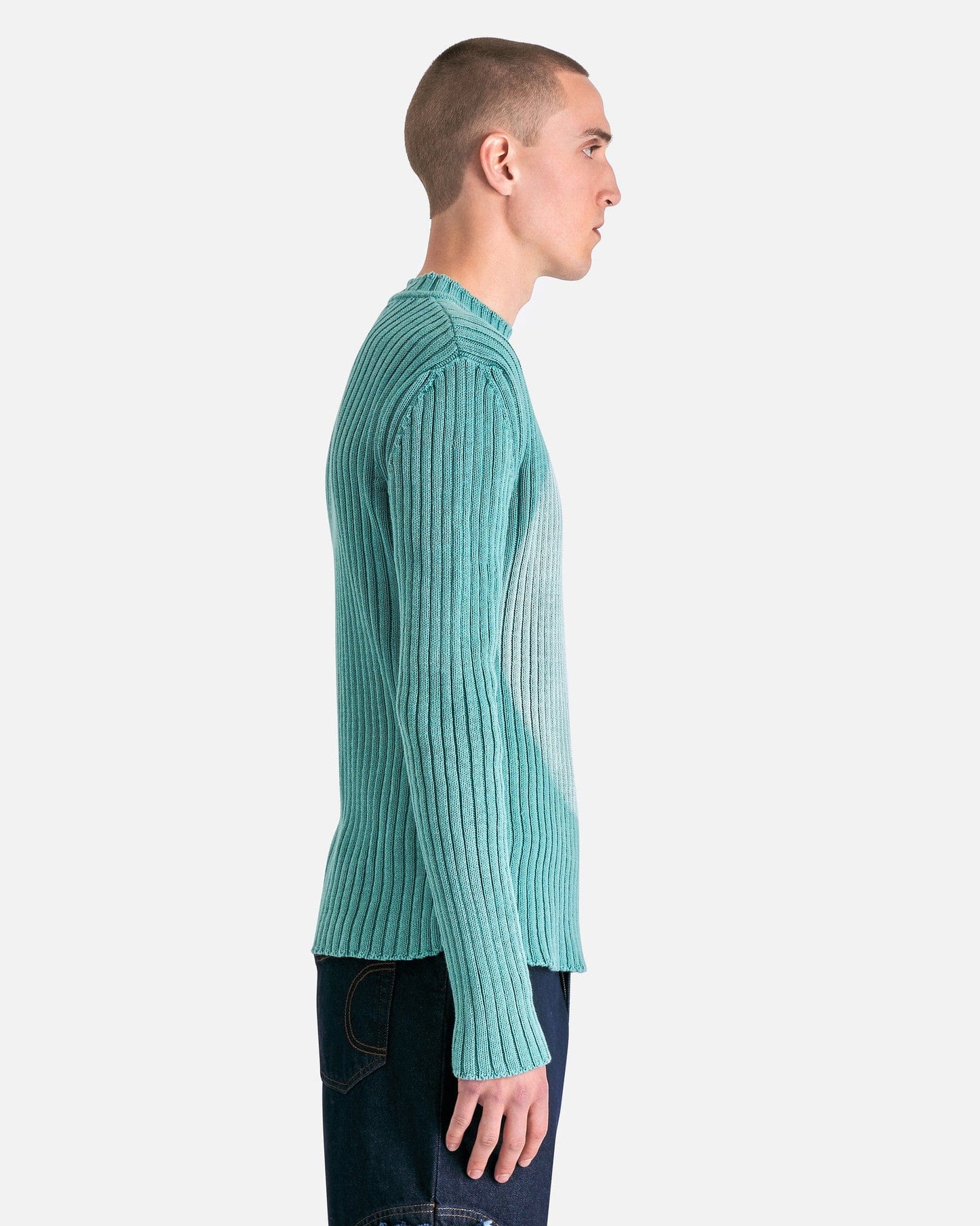 Edward Cuming Men's Sweater Circle Fadeout Sweater in Aqua