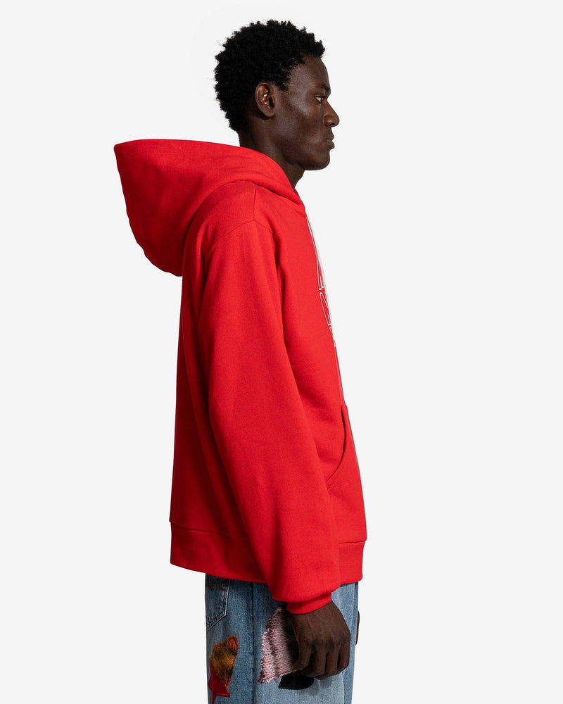 Marni Men Sweaters Circle Logo Pullover Hoodie in Red