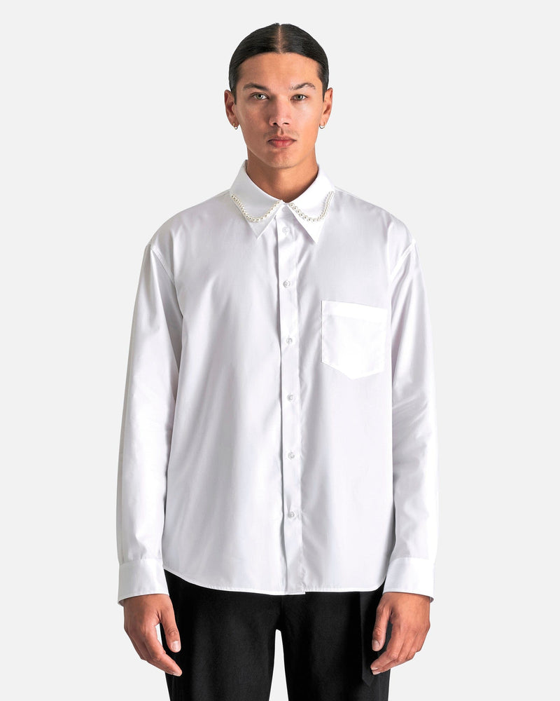 Simone Rocha Men's Shirts XXL Classic Fit Embellished Shirt in White