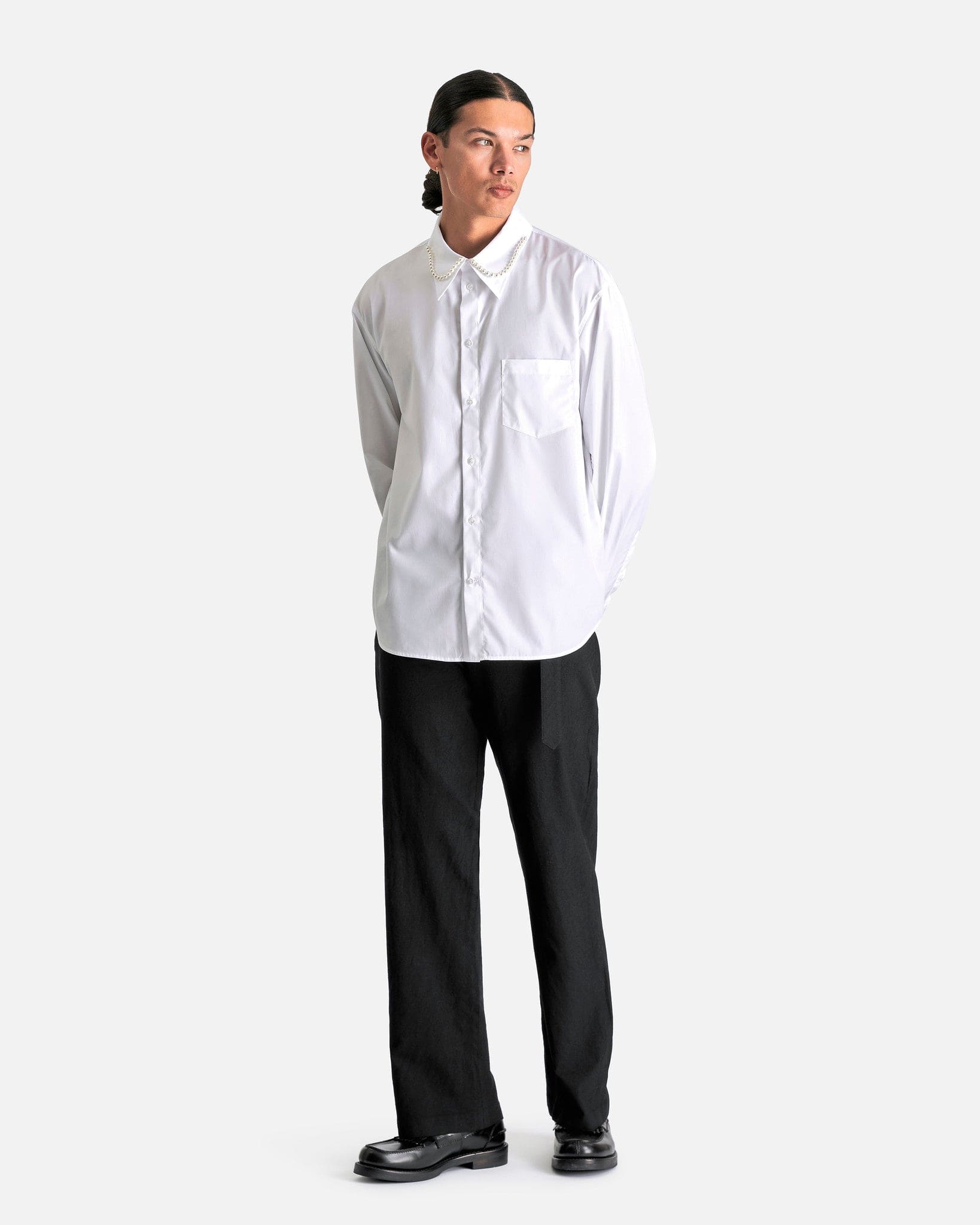 Simone Rocha Men's Shirts XXL Classic Fit Embellished Shirt in White