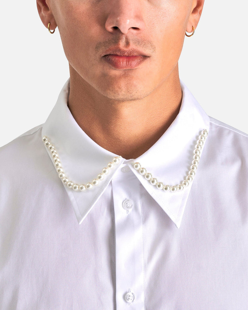 Simone Rocha Men's Shirts XXL Classic Fit Embellished Shirt in White