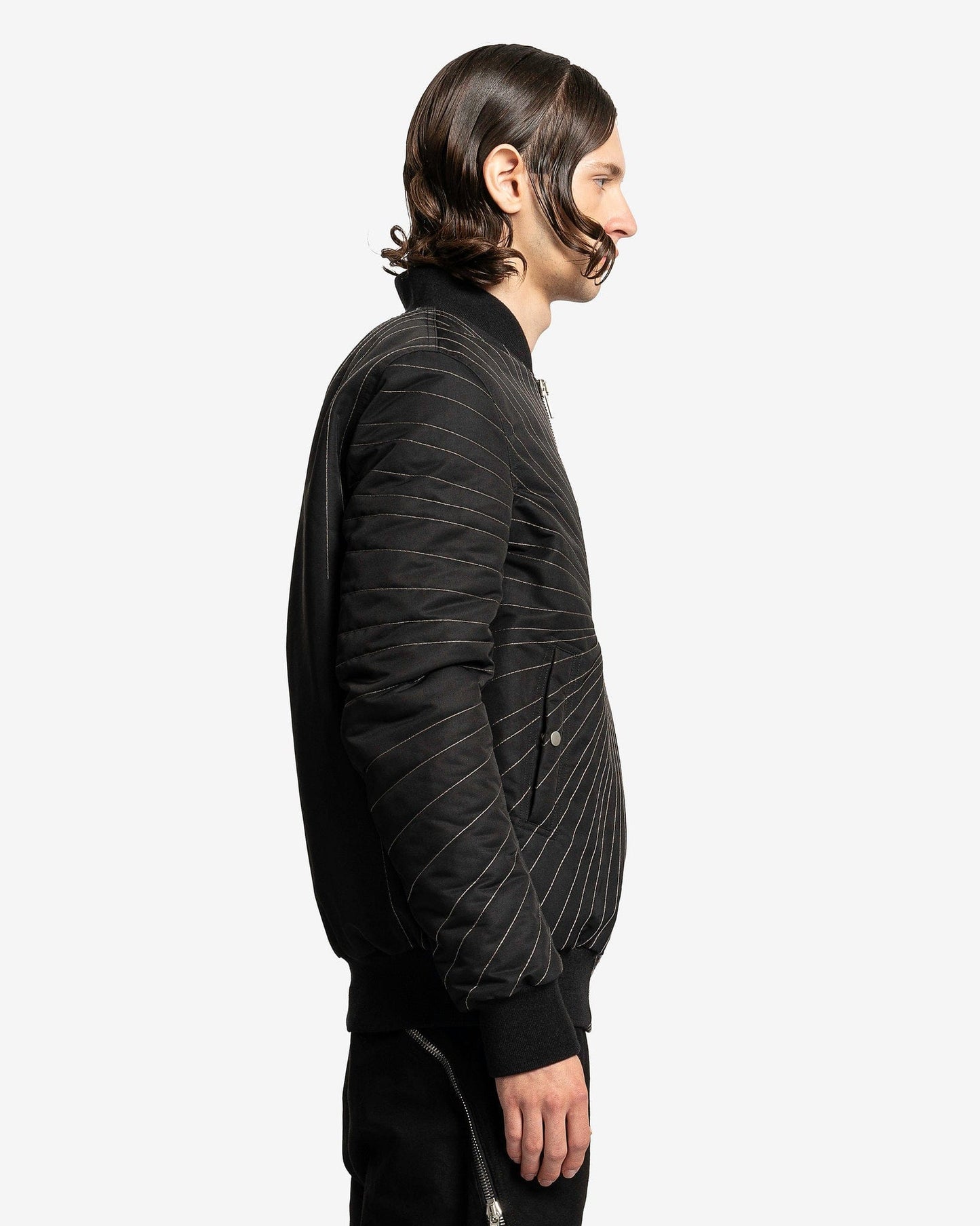 Rick Owens Men's Jackets Classic Flight Jacket in Black/Dust