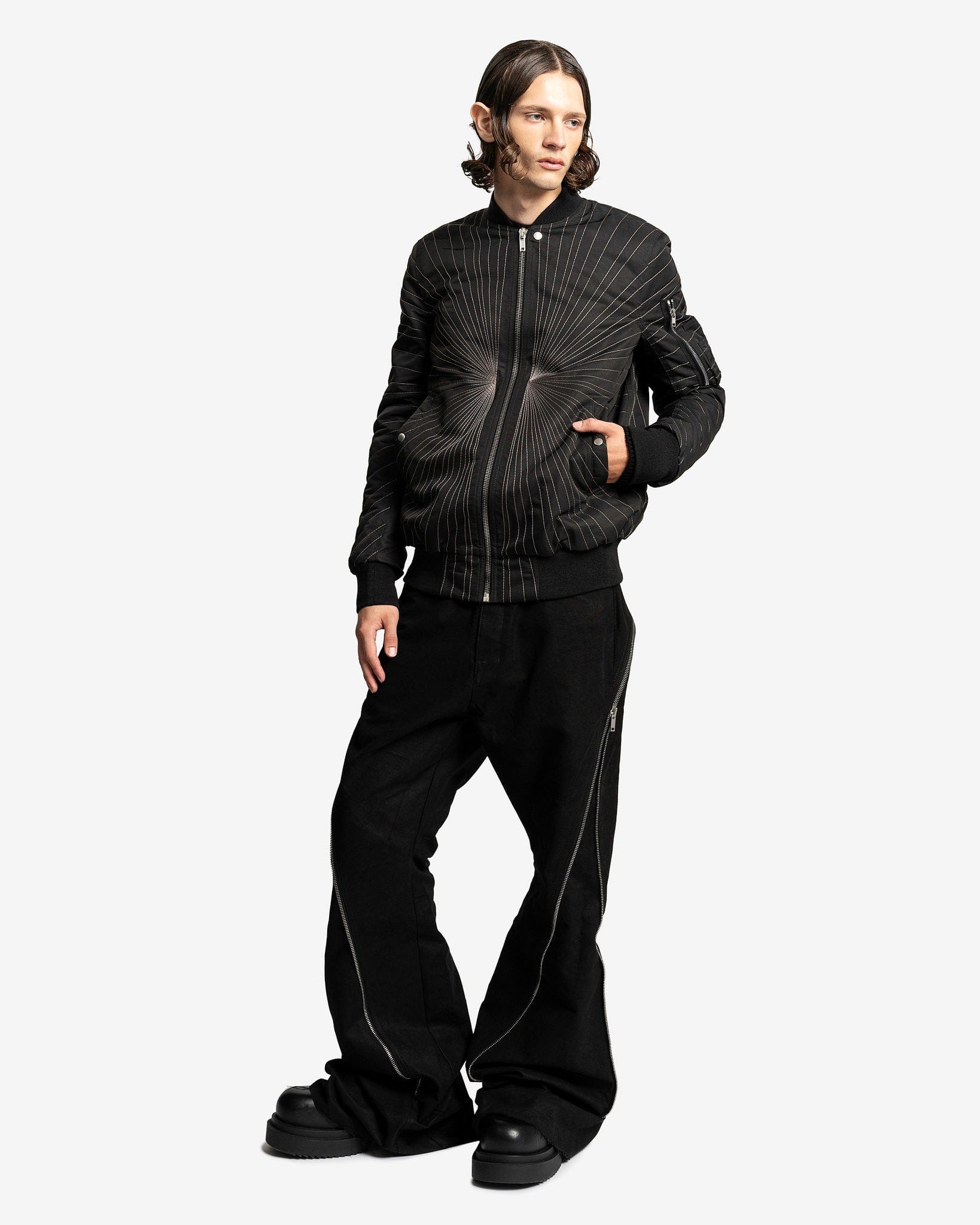 Rick Owens Men's Jackets Classic Flight Jacket in Black/Dust