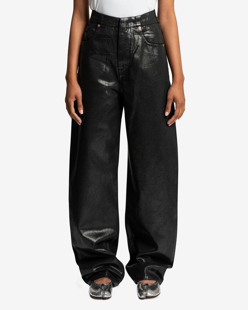 MM6 Maison Margiela Women Pants Coated 5 Pockets Pants in Black