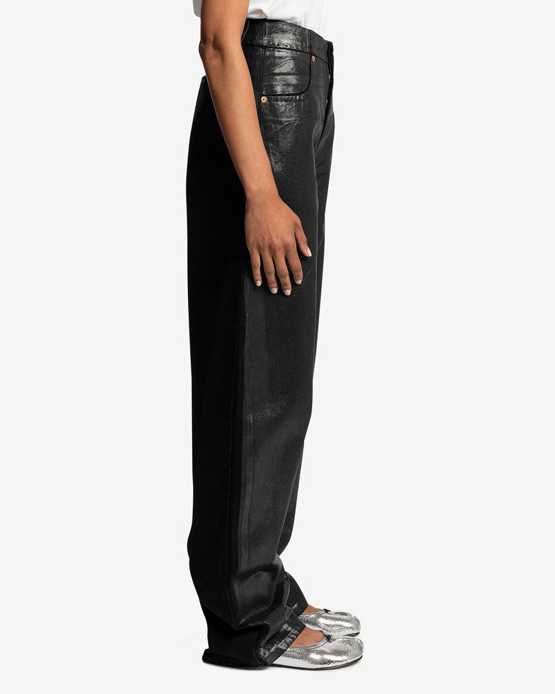 MM6 Maison Margiela Women Pants Coated 5 Pockets Pants in Black