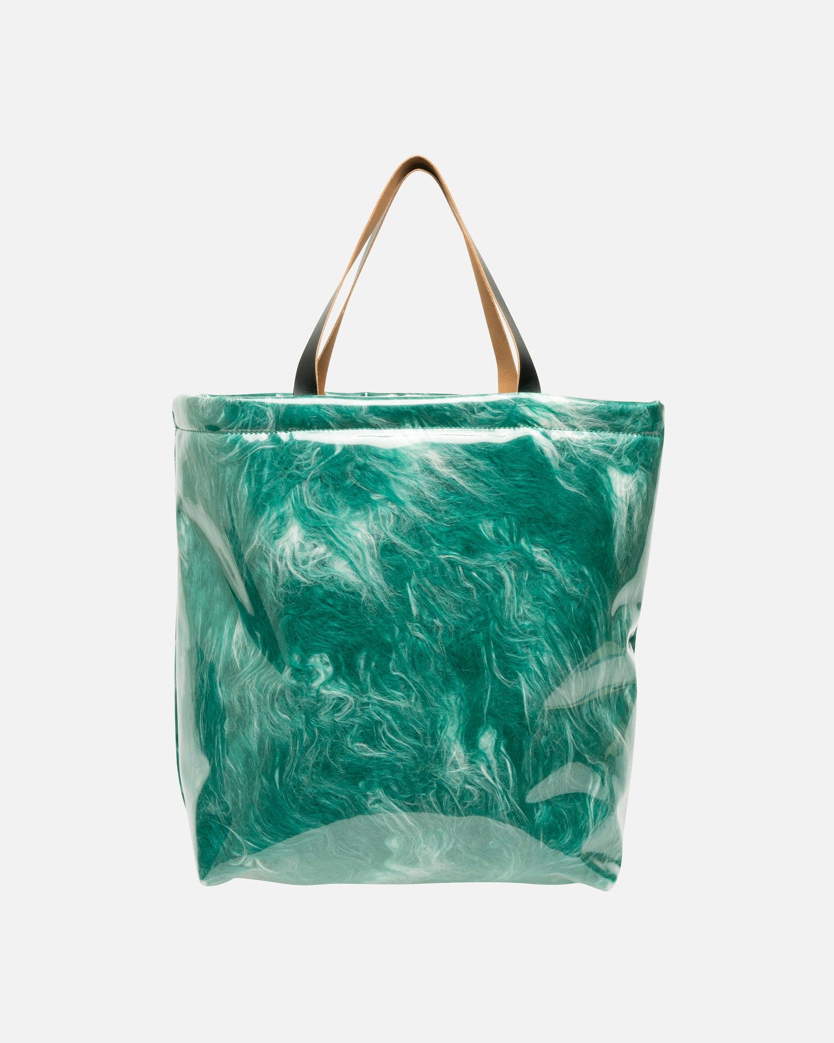 Coated Faux Fur Tote Bag in Jade – SVRN