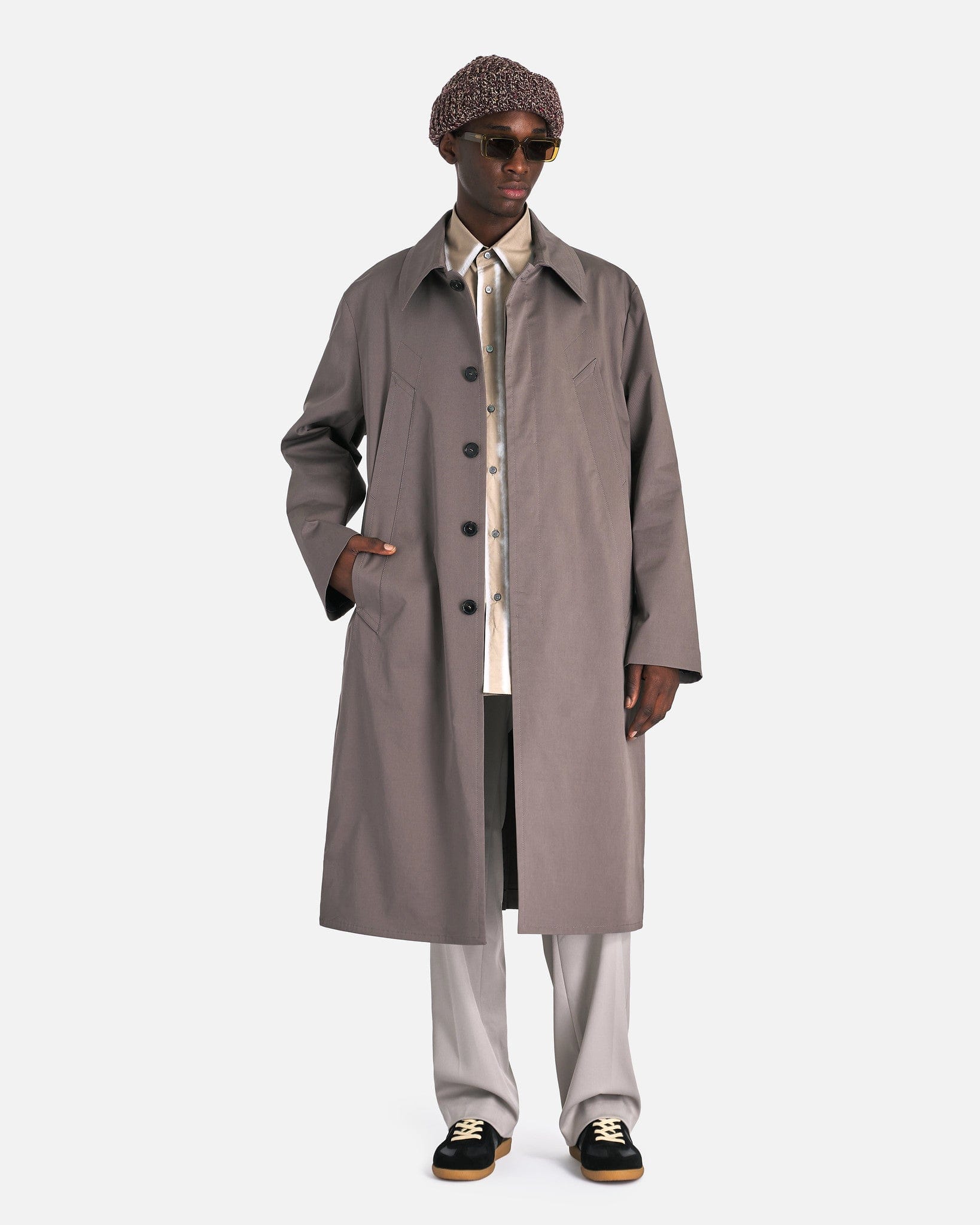 Cotton Twill Trench Coat in Taupe